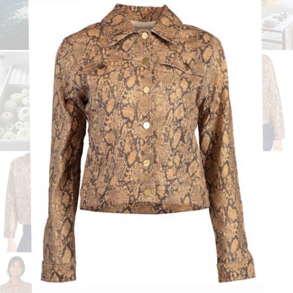 Frame Le Vintage Coated Python Print Denim Jacket - image 3